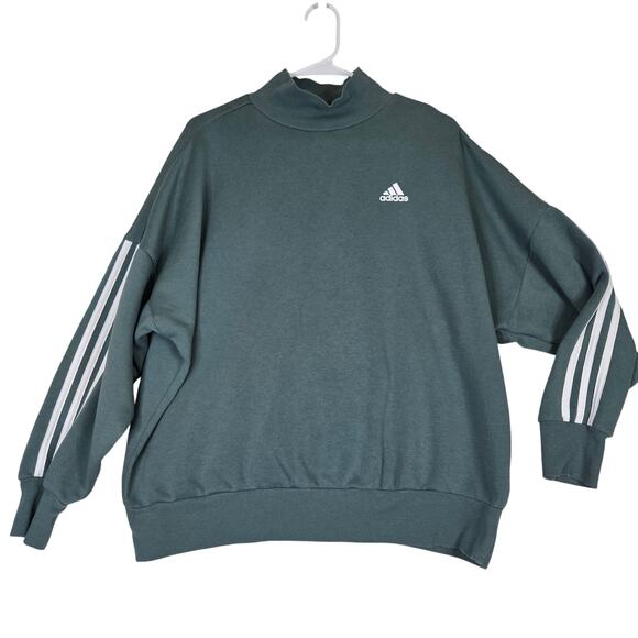 adidas Tops - Adidas Sweatshirt Womens Mock Neck Drop Shoulder Oversized Pullover Small 0722